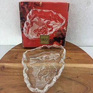 Mikasa Angel Music Sweet Dish 7.75" Clear Glass‎ Christmas Holiday Bowl w/ Box